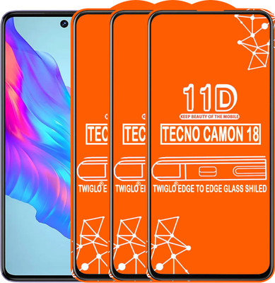 TWIGLO Edge To Edge Tempered Glass for TECNO CAMON 18(Pack of 3)