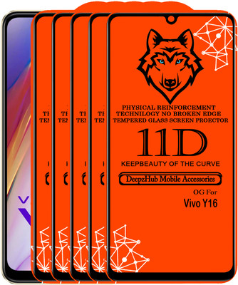 DeepzHub Edge To Edge Tempered Glass for vivo Y16(Pack of 5)