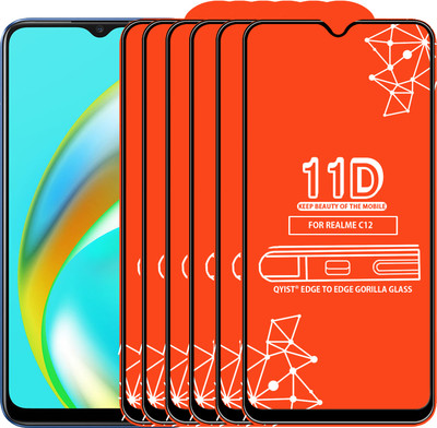Qyist Edge To Edge Tempered Glass for Realme C12(Pack of 6)