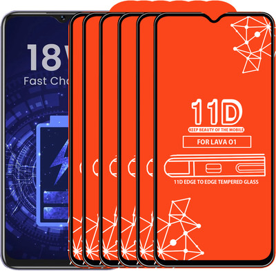 Qyist Edge To Edge Tempered Glass for Lava O1(Pack of 6)