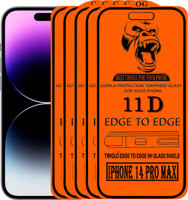 TWIGLO Edge To Edge Tempered Glass for IPHONE 14 PRO MAX(Pack of 5)