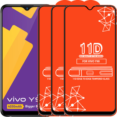 Qyist Edge To Edge Tempered Glass for Vivo Y90(Pack of 3)