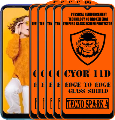 CYOR Edge To Edge Tempered Glass for TECNO SPARK 4(Pack of 5)