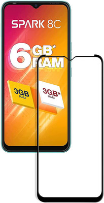 O2MG Edge To Edge Tempered Glass for Tecno Spark 8C(Pack of 1)