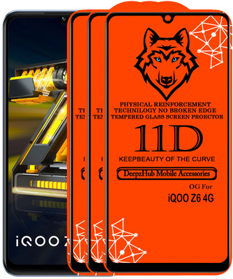 DeepzHub Edge To Edge Tempered Glass for iQOO Z6 4G(Pack of 3)