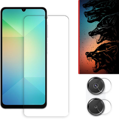 SOMTONE Edge To Edge Tempered Glass for Samsung Galaxy A06 5G Tempered Glass Screen Protector | Anti-Scratch | Edge to Edge Full Coverage | 9H Hardness ( 1 FRONT SCREEN GUARD + 1 CAMERA LENS PROTECTOR + 1 FREE BACK EMBOSSED SKIN061 )(Pack of 1)