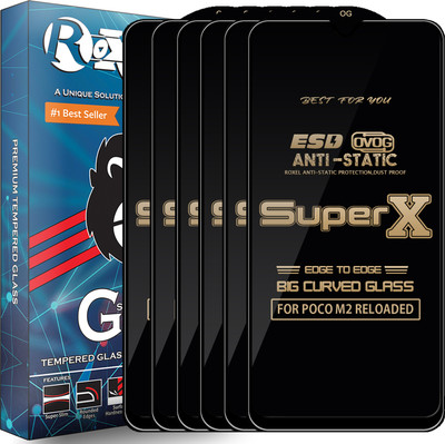 Roxel Edge To Edge Tempered Glass for POCO M2 RELOADED(Pack of 6)