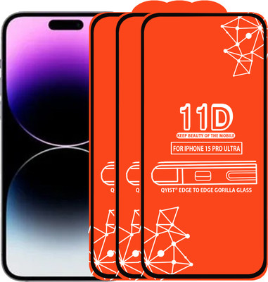 Qyist Edge To Edge Tempered Glass for Iphone 15 Pro Ultra(Pack of 3)
