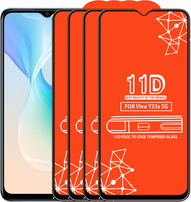 Qyist Edge To Edge Tempered Glass for Vivo Y33S 5G(Pack of 4)