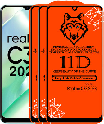 DeepzHub Edge To Edge Tempered Glass for Realme C33 2023(Pack of 3)