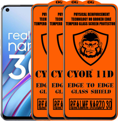 CYOR Edge To Edge Tempered Glass for REALME NARZO 30(Pack of 3)