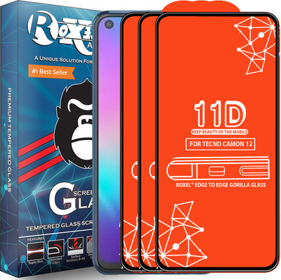 Roxel Edge To Edge Tempered Glass for Tecno Camon 12(Pack of 3)