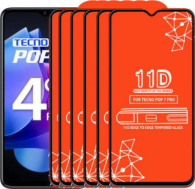 Roxel Edge To Edge Tempered Glass for Tecno Pop 7 Pro(Pack of 6)