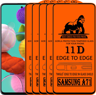 TWIGLO Edge To Edge Tempered Glass for SAMSUNG A71(Pack of 5)
