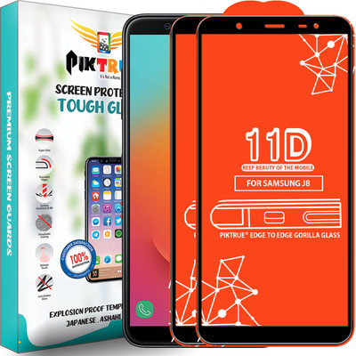 PikTrue Edge To Edge Tempered Glass for Samsung Galaxy J8(Pack of 2)