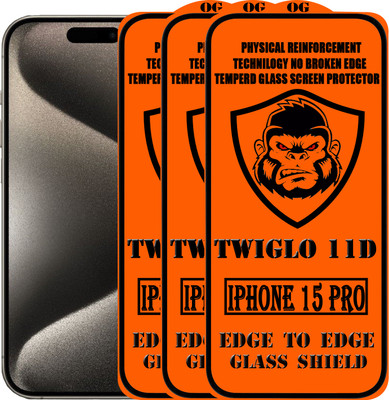 TWIGLO Edge To Edge Tempered Glass for IPHONE 15 PRO(Pack of 3)