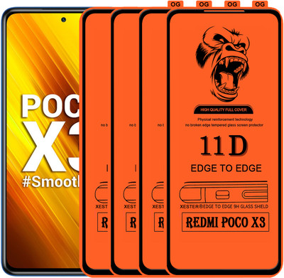 PFOAM Edge To Edge Tempered Glass for REDMI POCO X3(Pack of 4)