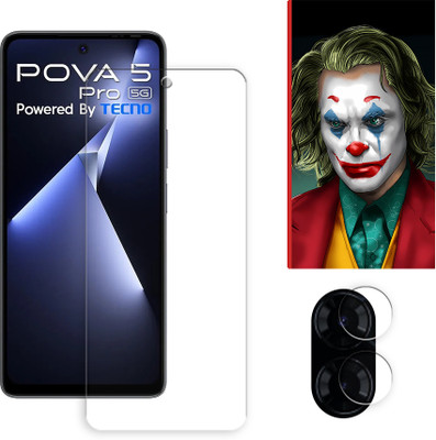 SOMTONE Edge To Edge Tempered Glass for Tecno Pova 5 Pro 5G Tempered Glass Screen Protector | Anti-Scratch | Edge to Edge Full Coverage | 9H Hardness ( 1 FRONT SCREEN GUARD + 1 CAMERA LENS PROTECTOR + 1 FREE BACK EMBOSSED SKIN026 )(Pack of 1)