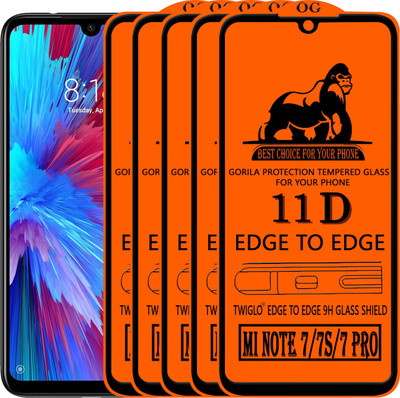 TWIGLO Edge To Edge Tempered Glass for REDMI NOTE 7(Pack of 5)