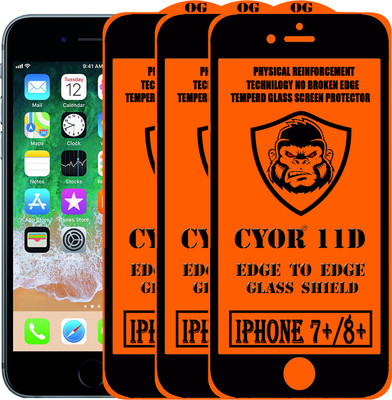 CYOR Edge To Edge Tempered Glass for Apple iPhone 8 Plus(Pack of 3)