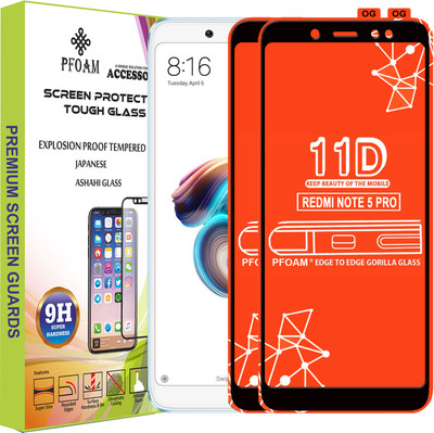 PFOAM Edge To Edge Tempered Glass for Mi Redmi Note 5 Pro(Pack of 2)