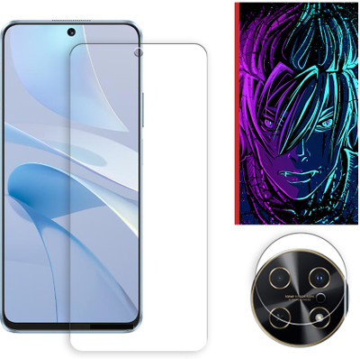SOMTONE Edge To Edge Tempered Glass for Huawei nova 13i 4G Tempered Glass Screen Protector | Anti-Scratch | Edge to Edge Full Coverage | 9H Hardness (1 FRONT SCREEN GUARD + 1 CAMERA LENS PROTECTOR + 1 FREE BACK EMBOSSED SKIN002)(Pack of 1)