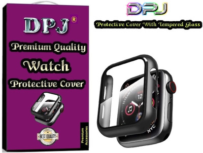DPJ Edge To Edge Tempered Glass for Compatible with Apple Watch Series 9 45mm, Hard Matte Silicone Protection Front Case Cover with Attached Screen Protector, Scratch-Resistant, Ultra-Thin(Black)(Watch not included)(Pack of 2)