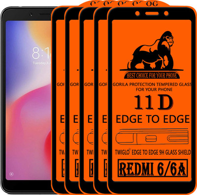 TWIGLO Edge To Edge Tempered Glass for Mi Redmi 6(Pack of 5)