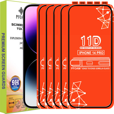 PFOAM Edge To Edge Tempered Glass for APPLE IPHONE 14 PRO(Pack of 5)