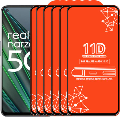 Qyist Edge To Edge Tempered Glass for Realme Narzo 30 5G(Pack of 6)