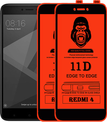 Laxdom Edge To Edge Tempered Glass for Mi Redmi 4(Pack of 2)