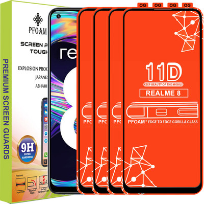 PFOAM Edge To Edge Tempered Glass for REALME 8(Pack of 4)