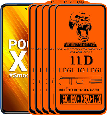 TWIGLO Edge To Edge Tempered Glass for REDMI POCO X3(Pack of 5)