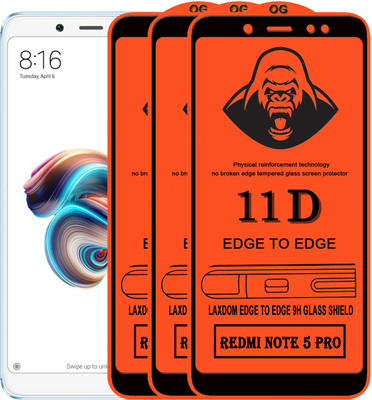 Laxdom Edge To Edge Tempered Glass for Mi Redmi Note 5 Pro(Pack of 3)