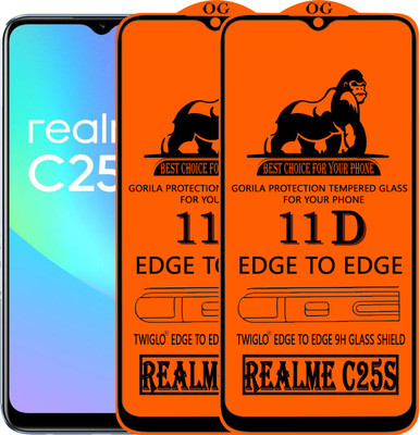 TWIGLO Edge To Edge Tempered Glass for REALME C25S(Pack of 2)