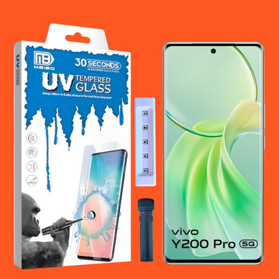 KadWaniya Edge To Edge Tempered Glass for Vivo Y200 Pro 5G, VIVO Y200 PRO 5G, Meibo Series 3D Curved (30 Seconds Quick Paste) High Quality UV Liquide Glue Glass with Easy Installation Kit-0119(Pack of 1)