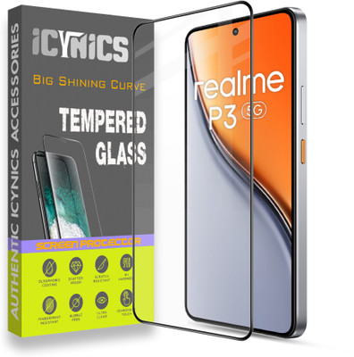 ICYNICS Edge To Edge Tempered Glass for realme P3 5G, Anti-Fingerprint, Waterproof, Oil-resistant, Bubble-Free, Anti-Static, Scratch Resistant Full Coverage with Wooden box to ensure safety(Pack of 1)