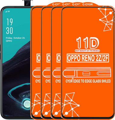 CYOR Edge To Edge Tempered Glass for Oppo Reno2 F(Pack of 4)
