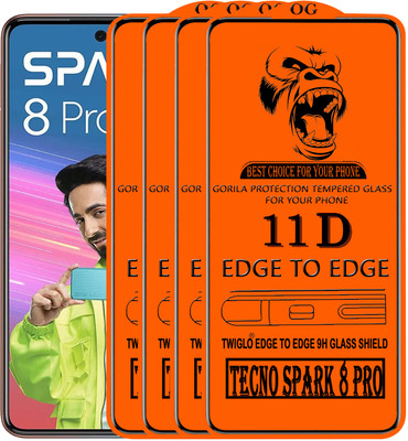 TWIGLO Edge To Edge Tempered Glass for TECNO SPARK 8 PRO(Pack of 4)