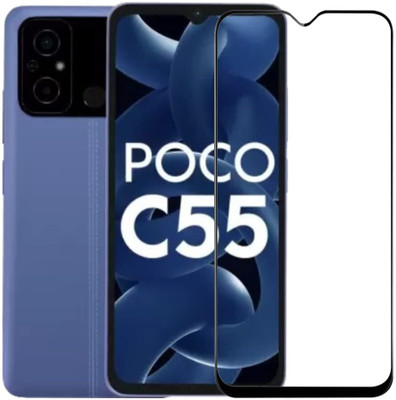 O2MG Edge To Edge Tempered Glass for POCO C55, REDMI 12C(Pack of 1)