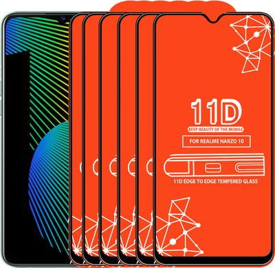 Roxel Edge To Edge Tempered Glass for Realme Narzo 10(Pack of 6)