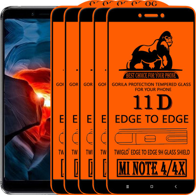 TWIGLO Edge To Edge Tempered Glass for Mi Redmi Note 4X(Pack of 5)