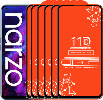 Roxel Edge To Edge Tempered Glass for Realme Narzo 30 Pro(Pack of 6)