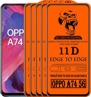TWIGLO Edge To Edge Tempered Glass for OPPO A74 5G(Pack of 5)