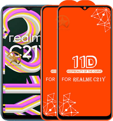 SEVEN7STAR Edge To Edge Tempered Glass for Realme C21Y(Pack of 2)