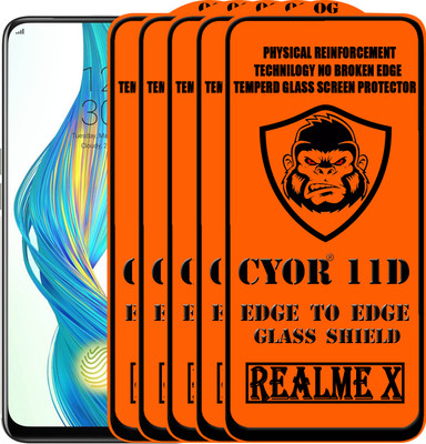 CYOR Edge To Edge Tempered Glass for Realme X(Pack of 5)