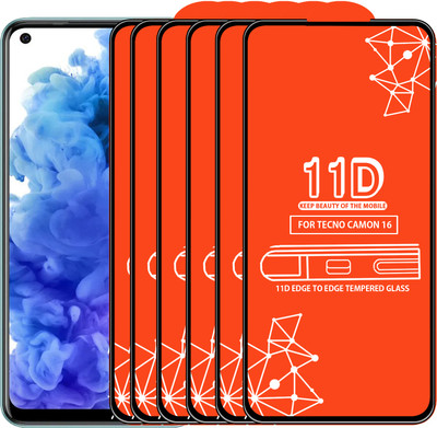 Roxel Edge To Edge Tempered Glass for Tecno Camon 16(Pack of 6)