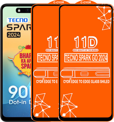 CYOR Edge To Edge Tempered Glass for TECNO SPARK GO 2024(Pack of 2)