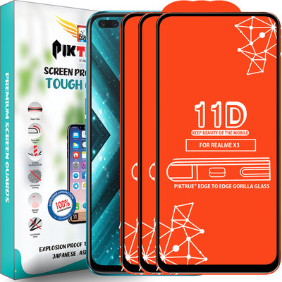 PikTrue Edge To Edge Tempered Glass for Realme X3(Pack of 3)