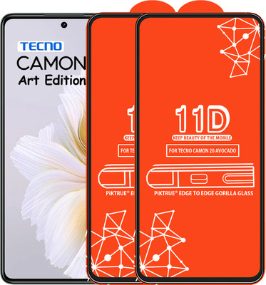 PikTrue Edge To Edge Tempered Glass for TECNO CAMON 20 AVOCADO EDITION(Pack of 2)